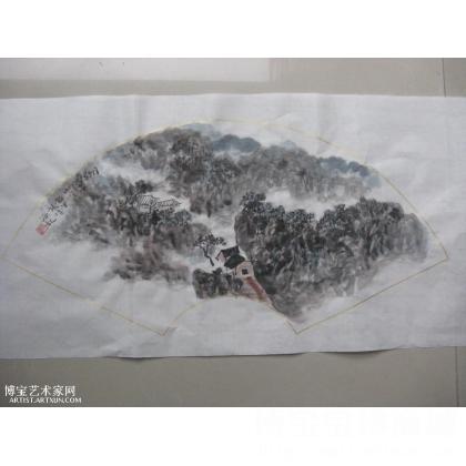 山水扇面 山水画 张劲作品 类别: 国画山水作品