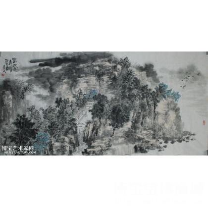 山雨欲来 山水画 胡贵民作品 类别: 国画山水作品